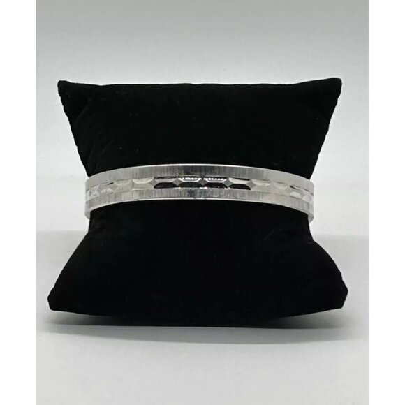 Monet Jewelry - Monet Bangle Bracelet Etched Silver-tone Diamond Cut Design 7.5 inches